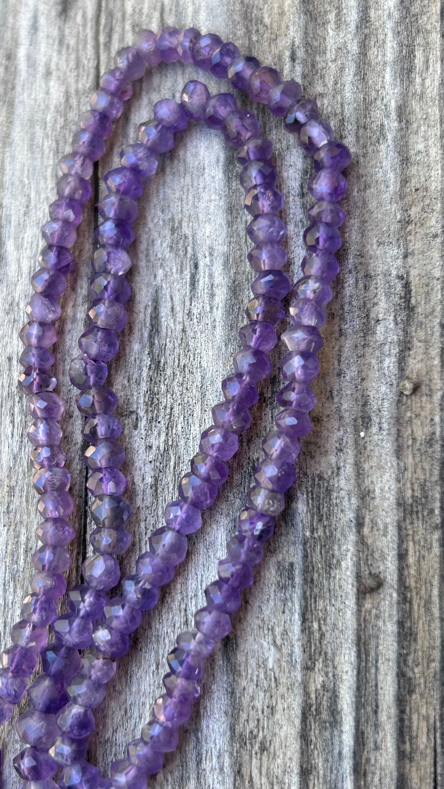 10 Perles d’Améthyste 3,8/3,9mm rondelle facettée, gemme semi-précieuse violet taillée à la main