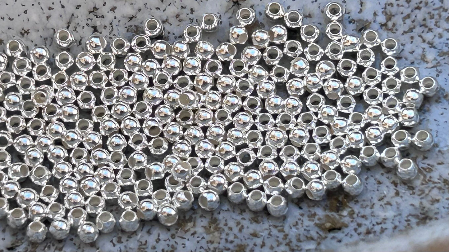 Perles lisses 1,8mm trou 0,9mm argent massif 925/1000, idéales conception bijoux avec Miyuki, mini perles rocailles, perles verre