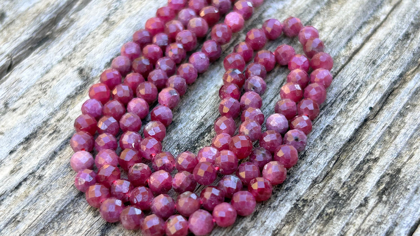 10 perles Rubis 2,6mm facettes, facettes gemme naturelle 2,4/2,6 mm tons naturels, pierre ruby