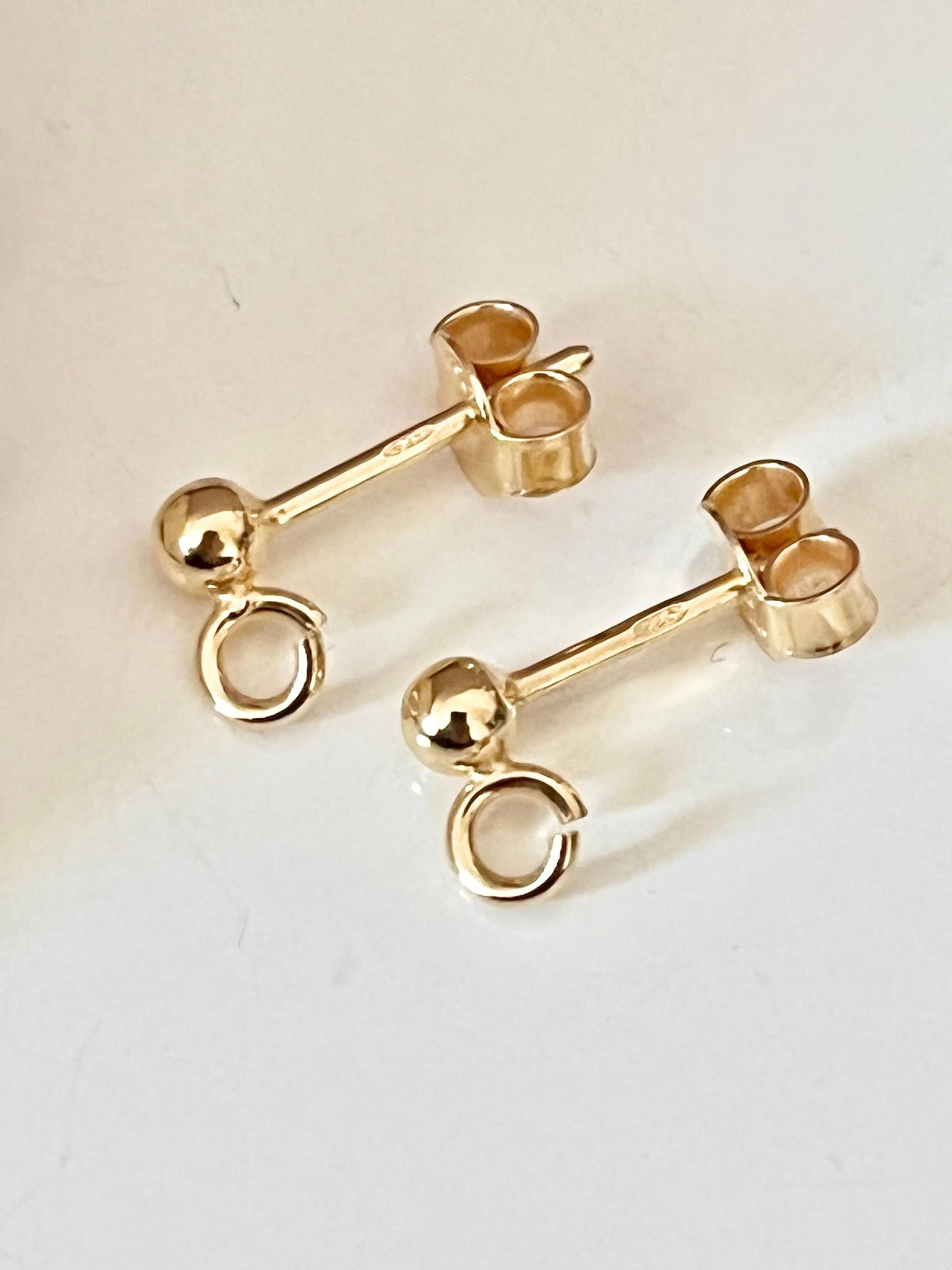 1 Paire de puces, tiges, Boucles d'oreilles boules 3mm vermeil dorées, Clous d'oreilles boule argent 925 puis Plaqué Or.