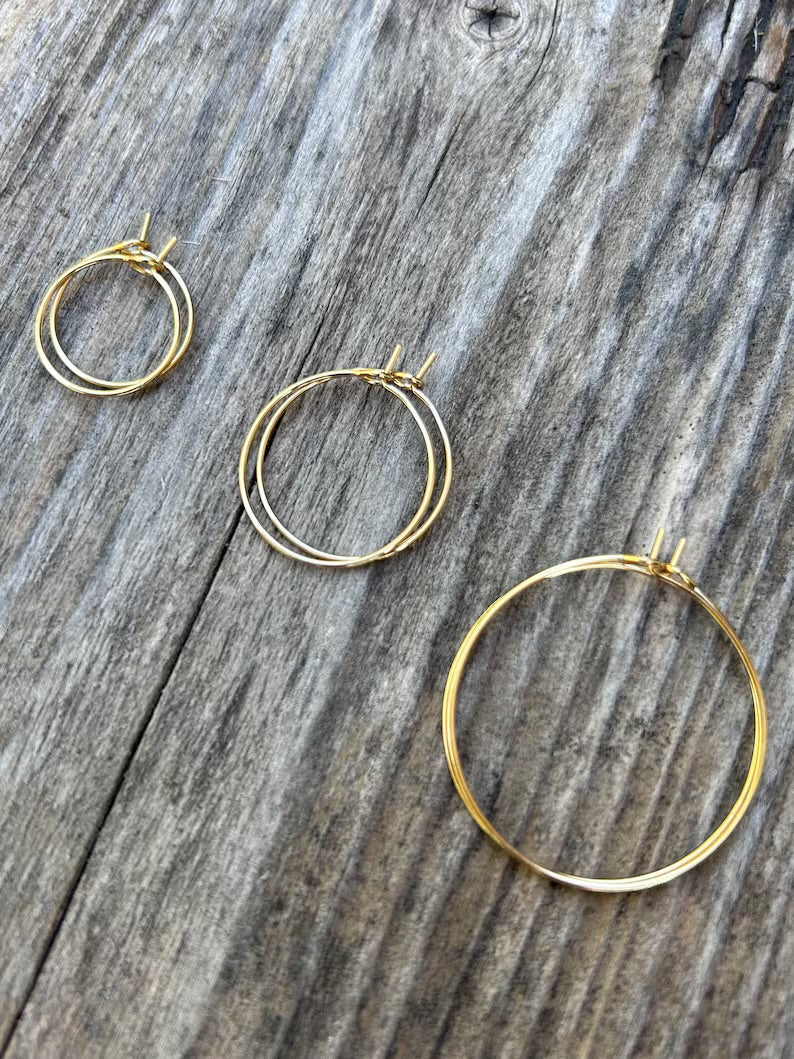 10 pièces Créoles en acier inoxydable doré, supports de boucles d'oreilles anneaux ronds, 15mm / 20mm / 25mm / 30mm