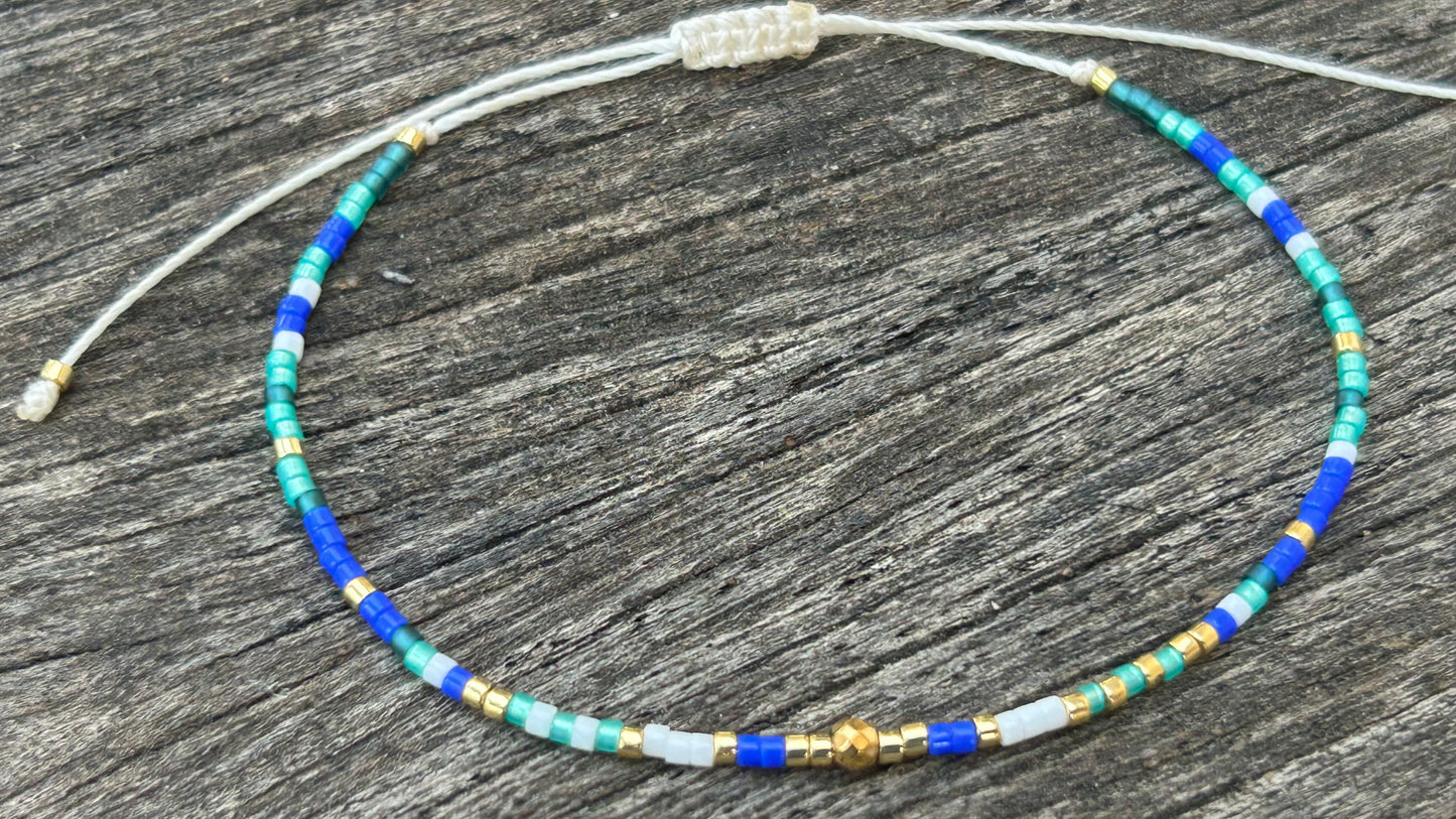 Bracelet Miyuki Aqua Doré – Perles Japonaises Picasso Minimaliste