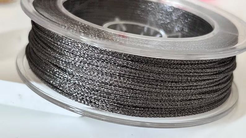 2 mètres cordon 1mm polyester métallisé, fil polyester 1 mm bracelet