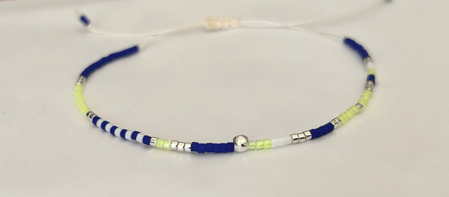 Bracelet Miyuki bleu électrique et jaune fluo