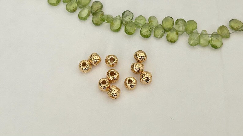 Perle Intercalaire ronde martelé, rondelle boule 4x5mm, plaqué or micro rondelle dorée, Heishi doré