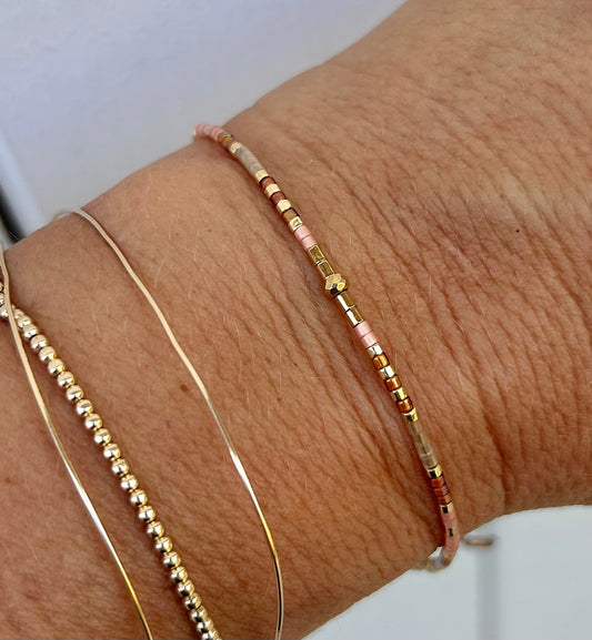 Bracelet perles Miyuki Doré et coloré – Perles Japonaises Minimaliste