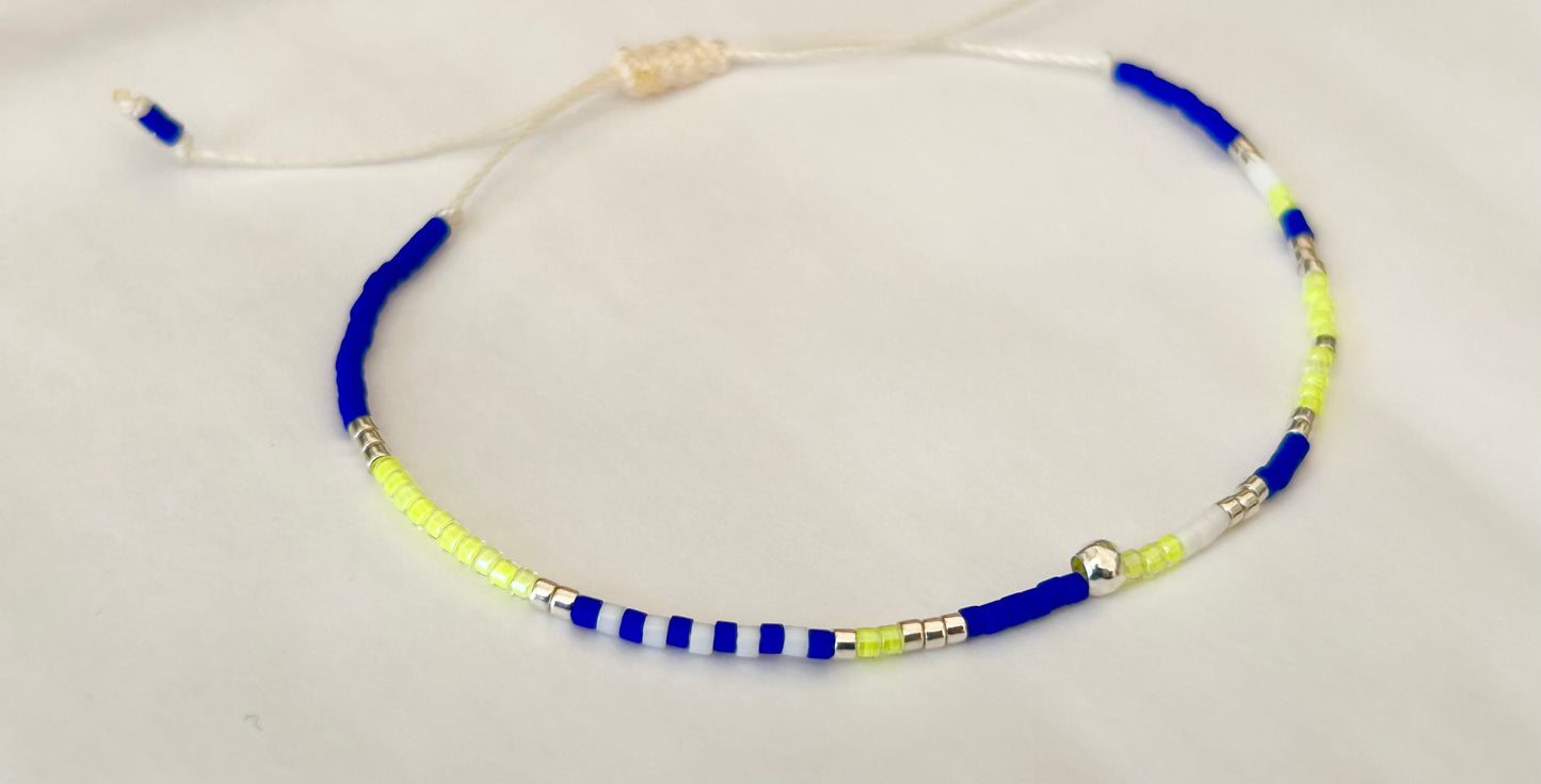 Bracelet Miyuki bleu électrique et jaune fluo