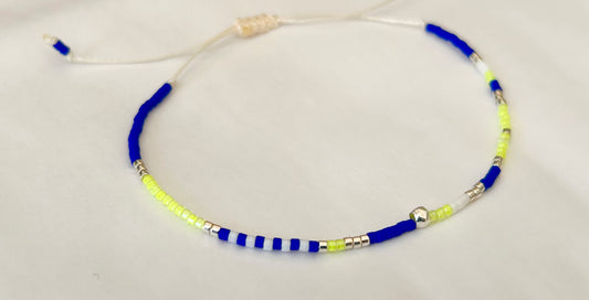 Bracelet Miyuki bleu électrique et jaune fluo