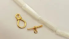 Fermoir "T", fermoir T 10,5mm en plaqué or 24 K plaquage 3 microns, Fermoir toggle boucle romantique
