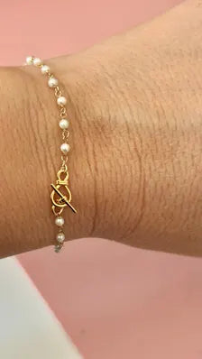 Fermoir "T", fermoir T 10,5mm en plaqué or 24 K plaquage 3 microns, Fermoir toggle boucle romantique