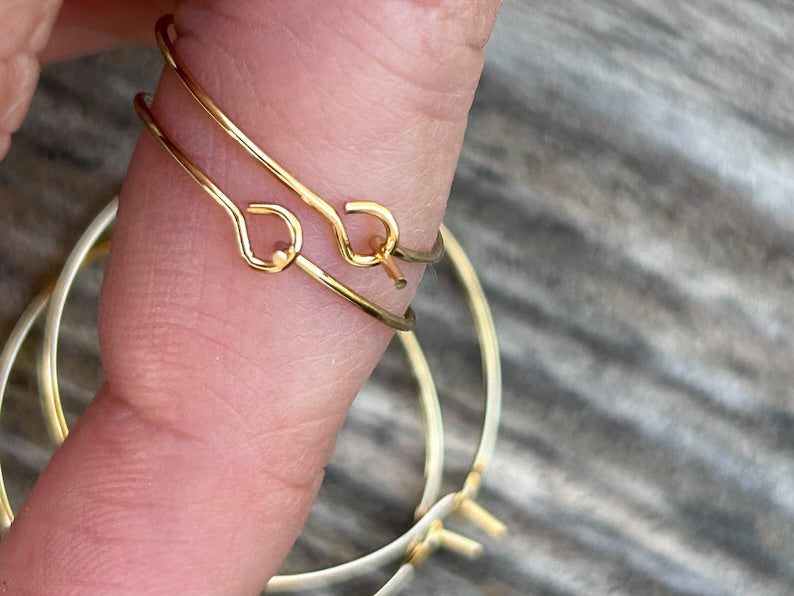 10 pièces Créoles en acier inoxydable doré, supports de boucles d'oreilles anneaux ronds, 15mm / 20mm / 25mm / 30mm