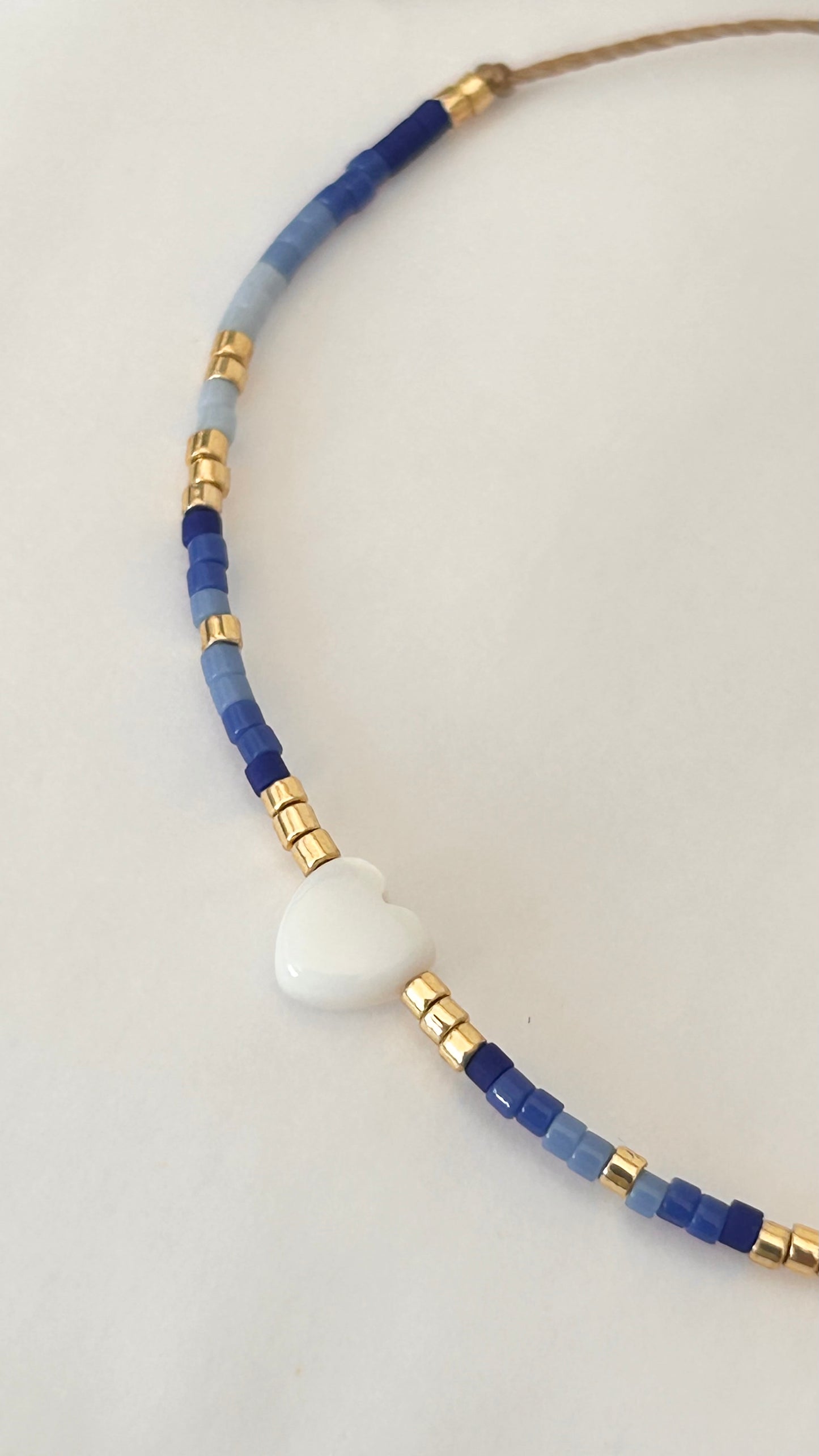 Bracelet perles japonaises Miyuki tons bleus et or