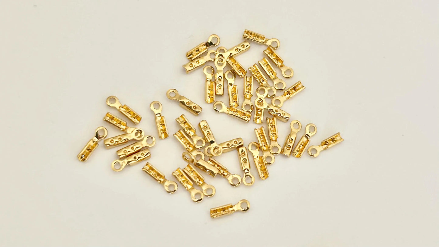 Lot de 2 Embouts de chaîne très fine - MIYUKI, Trou 0,5 mm plaqué or