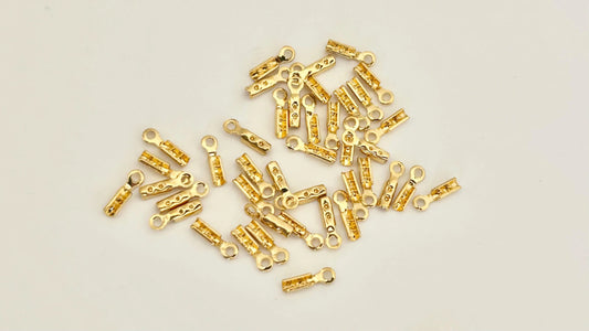 Lot de 2 Embouts de chaîne très fine - MIYUKI, Trou 0,5 mm plaqué or