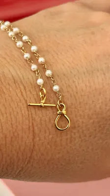 Fermoir "T", fermoir T 10,5mm en plaqué or 24 K plaquage 3 microns, Fermoir toggle boucle romantique