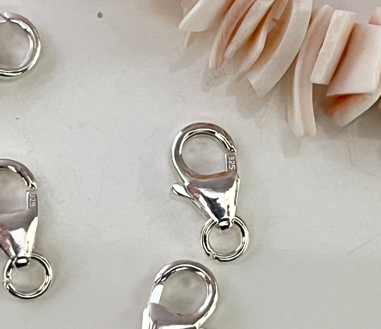 Fermoir mousqueton 5x8 mm argent massif 925/100, poinçon 925