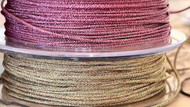 2 mètres cordon 1mm polyester métallisé, fil polyester 1 mm bracelet