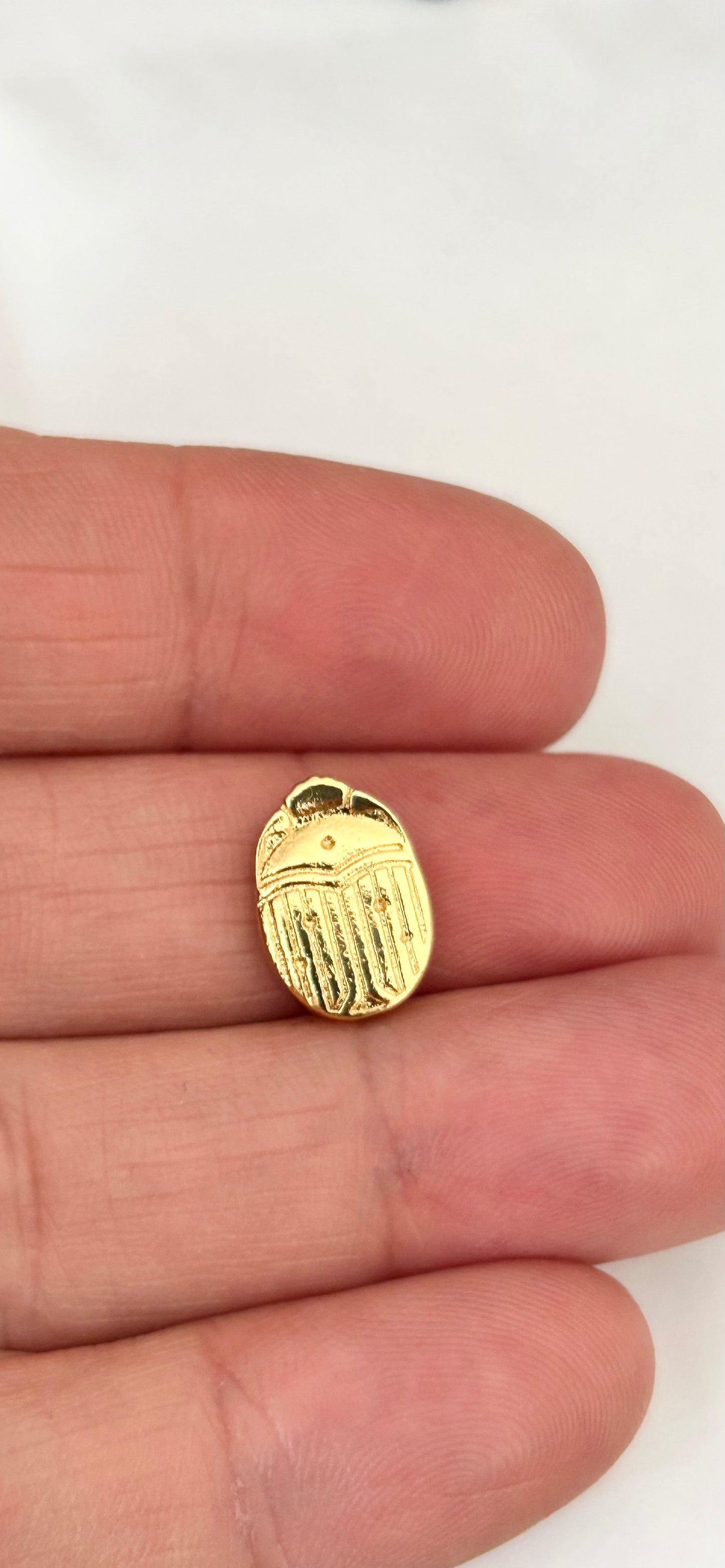 Scarabée 13x9,5mm doré, connecteur scarabée bombé plaqué or 24 carats