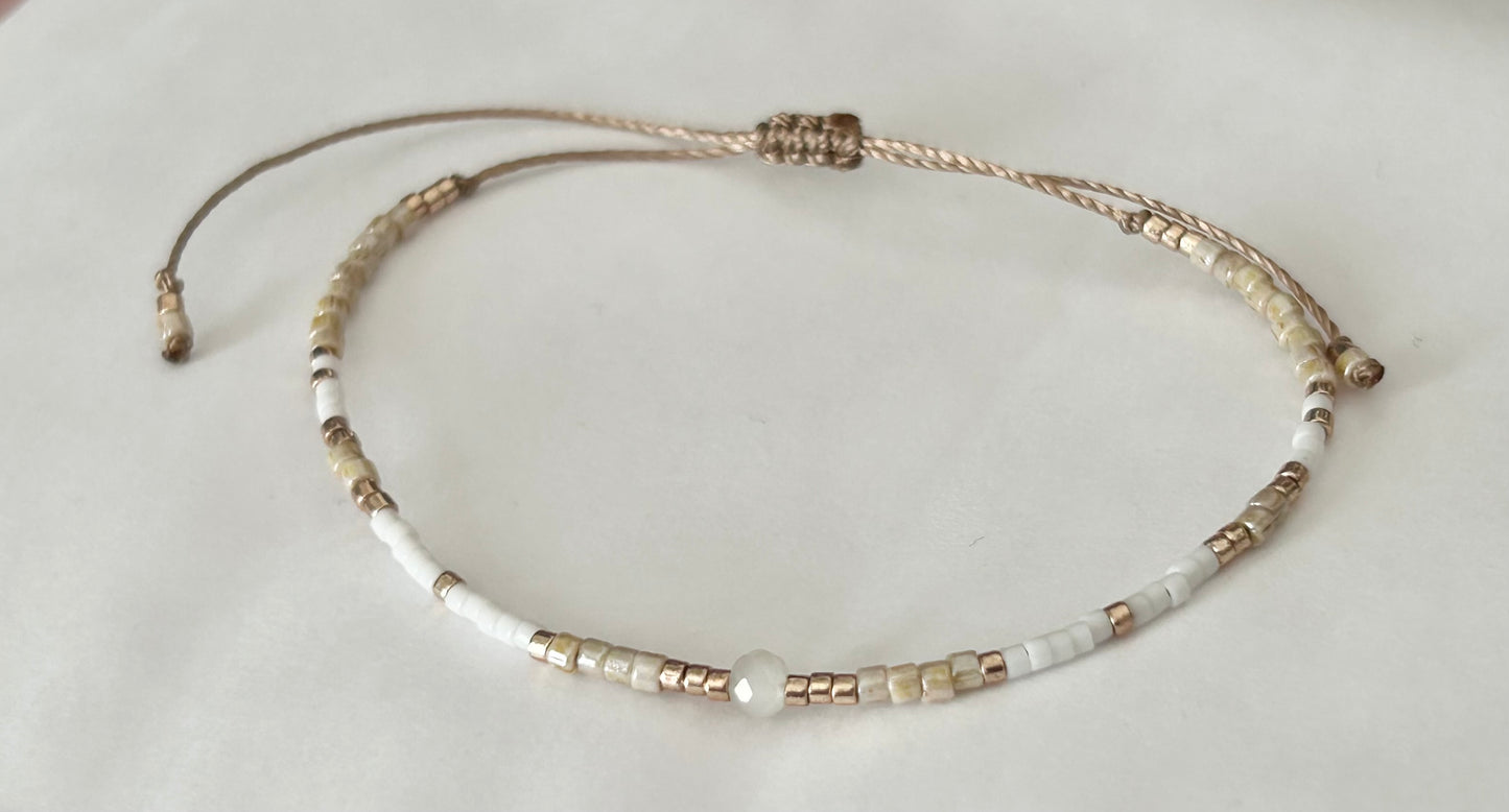 Bracelet Miyuki Champagne et blanc