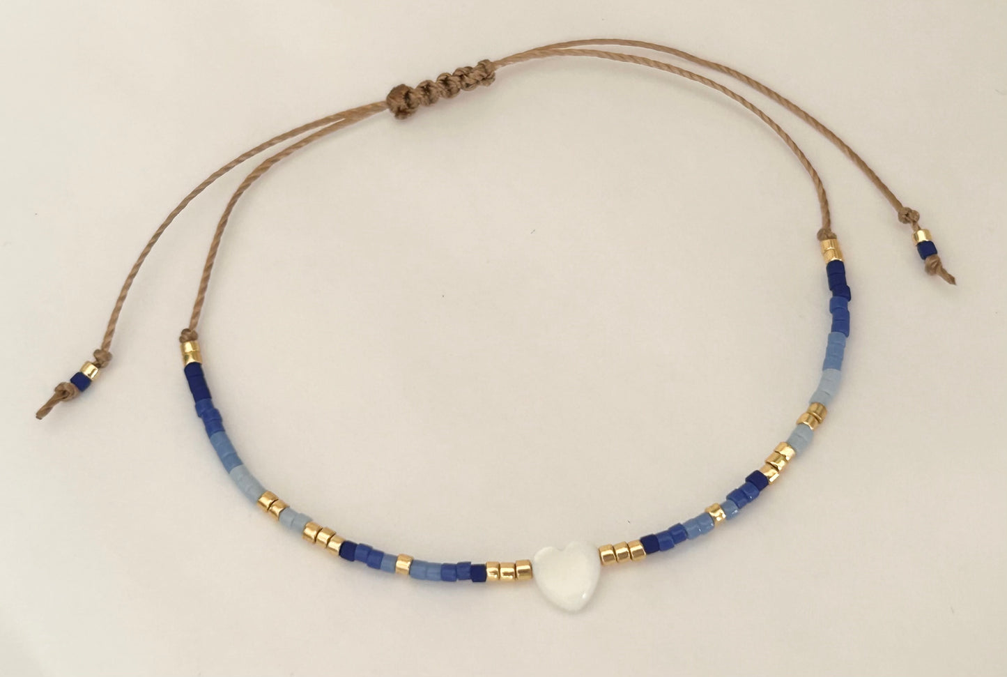 Bracelet perles japonaises Miyuki tons bleus et or
