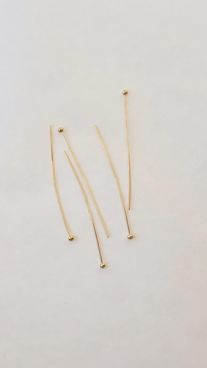 5 Clous tête boule 40mm laiton or fin 24K