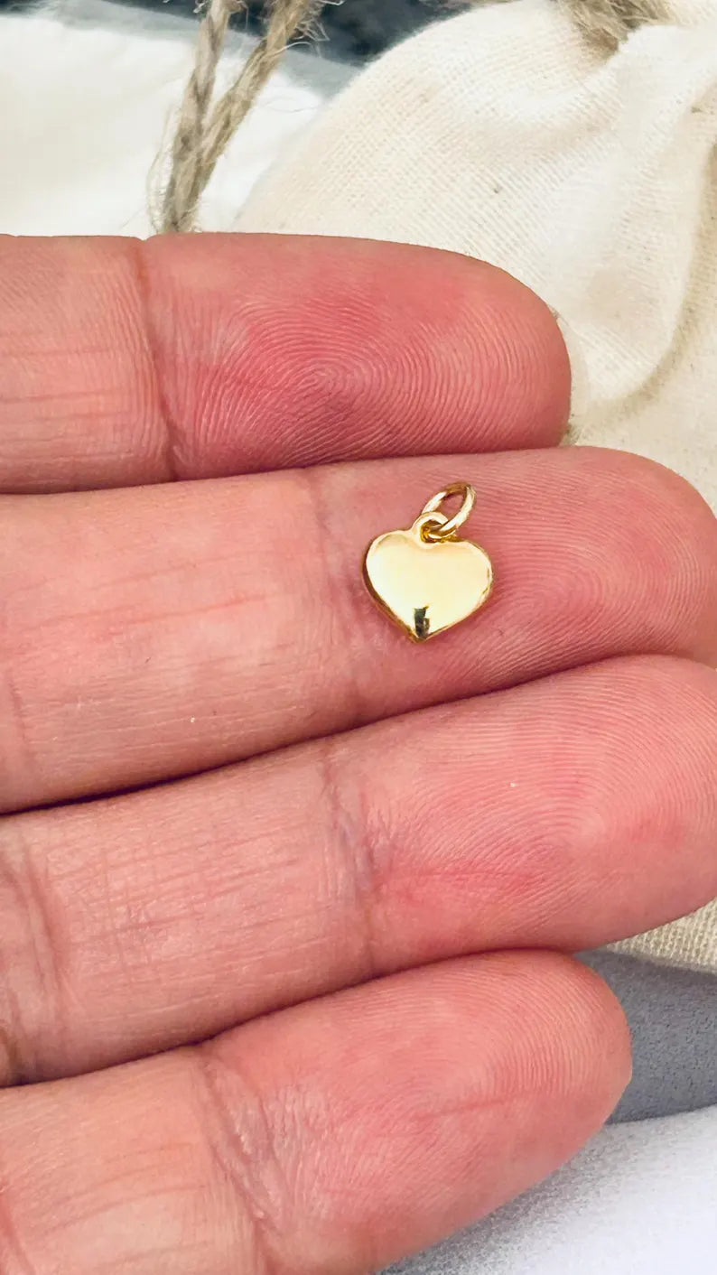 Coeur 7,5mm plaqué or, coeur plein avec anneau 4mm doré, amour, saint Valentin, maman..
