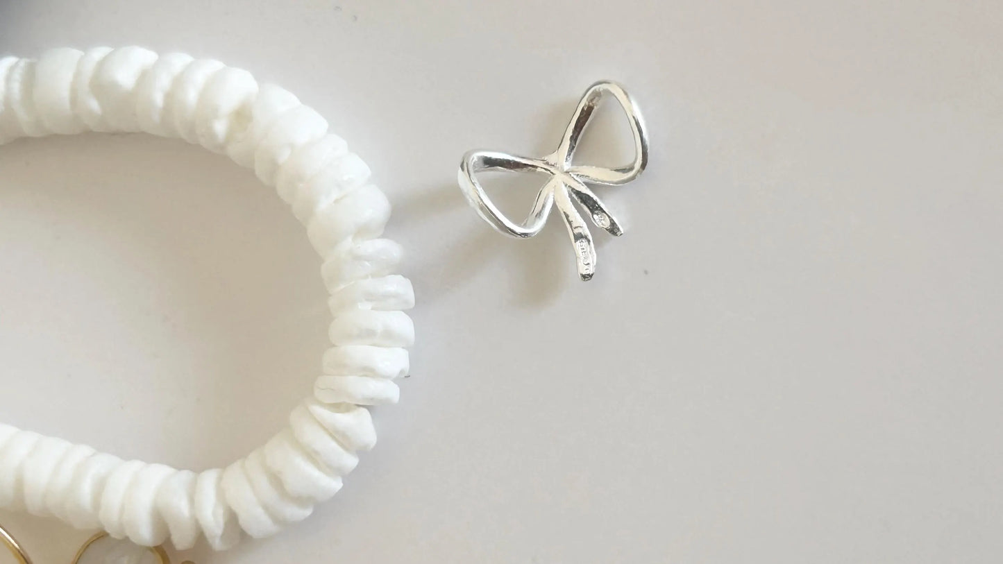 Noeud courbe 12x1mm en argent massif 925/1000, pendentif noeud, intercalaire féminin argenté, Intercalaire estampillé 925