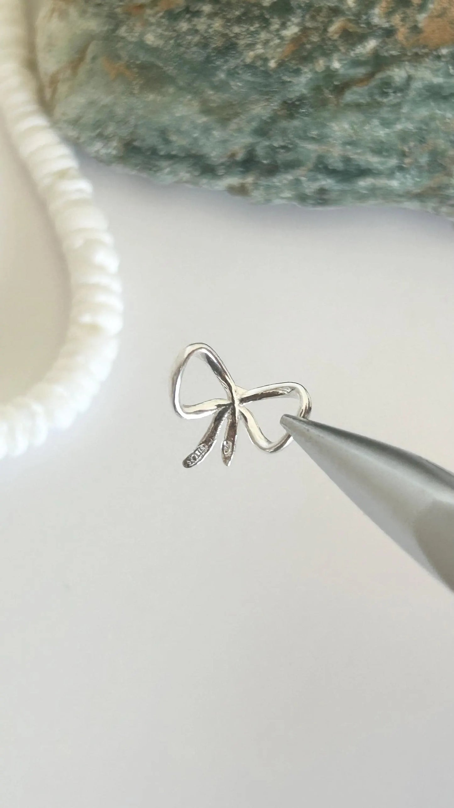 Noeud courbe 12x1mm en argent massif 925/1000, pendentif noeud, intercalaire féminin argenté, Intercalaire estampillé 925