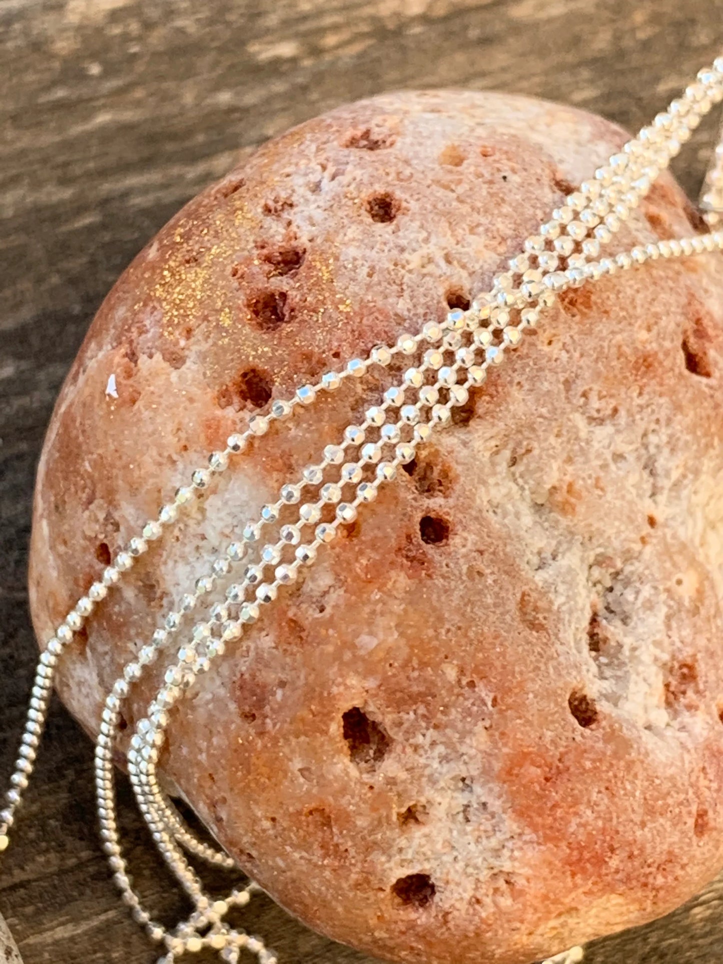 Chaîne boules facettées en argent 925 véritable 1mm, Morceau de chaîne bille diamantée en argent pur 925/1000