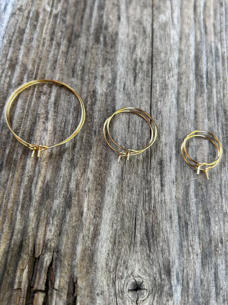 10 pièces Créoles en acier inoxydable doré, supports de boucles d'oreilles anneaux ronds, 15mm / 20mm / 25mm / 30mm