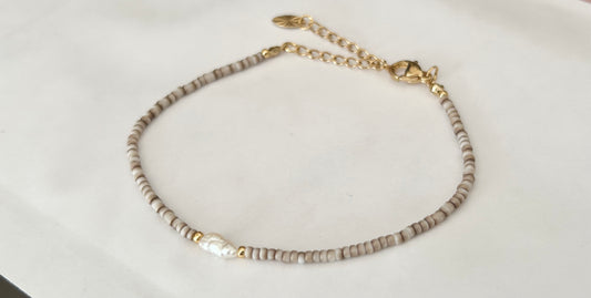 Bracelet Miyuki effet Coquillage et perle eau douce