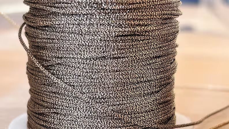 2 mètres cordon 1mm polyester métallisé, fil polyester 1 mm bracelet