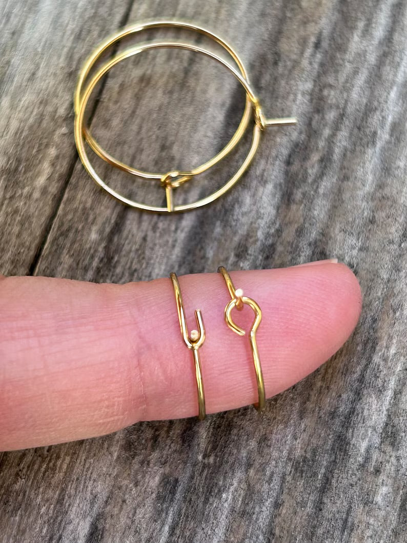 10 pièces Créoles en acier inoxydable doré, supports de boucles d'oreilles anneaux ronds, 15mm / 20mm / 25mm / 30mm