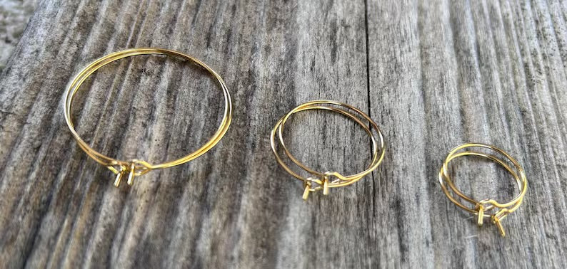 10 pièces Créoles en acier inoxydable doré, supports de boucles d'oreilles anneaux ronds, 15mm / 20mm / 25mm / 30mm