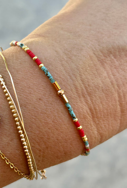 Bracelet perles Miyuki style Amérindien Doré et coloré – Perles Japonaises Minimaliste