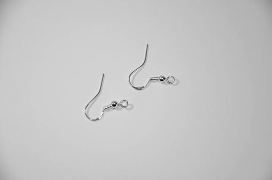 20 boucles d'oreilles crochets boules hameçons plaqué argent 925 18 mm