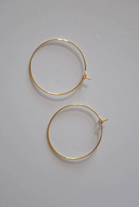 1 PAIRE CRÉOLES 40mm PLAQUé Or 0,5 microns, boucles d'oreilles fil doré, cercle bo,