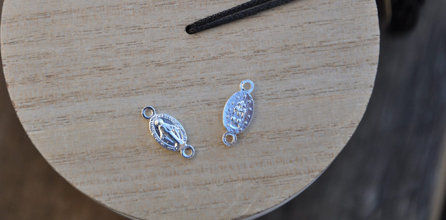 Connecteur Vierge, Madone en argent pour chapelet ou créations de bijoux 8mm