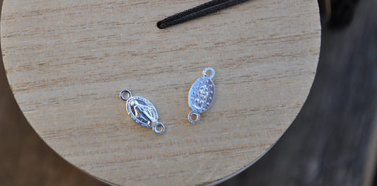Connecteur Vierge, Madone en argent pour chapelet ou créations de bijoux 8mm