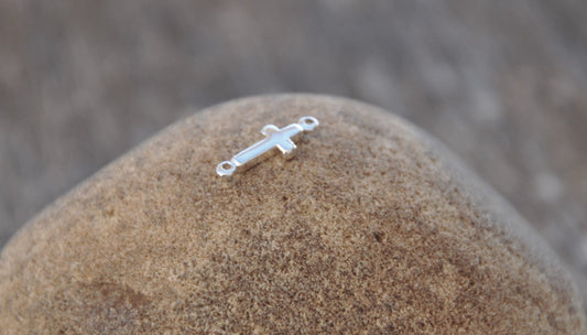 Connecteur croix minimaliste Argent 925 14 x 5 mm