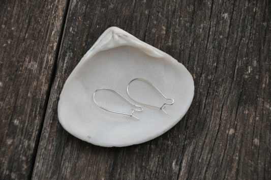 2 Dormeuses Crochets d'Oreilles longues 25 x 12 mm en Plaqué Argent 925