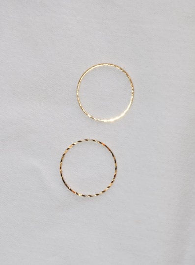 ANNEAU D30 mm plaqué or Ciselé CERCLE Disque Rond Plaqué Or 18K