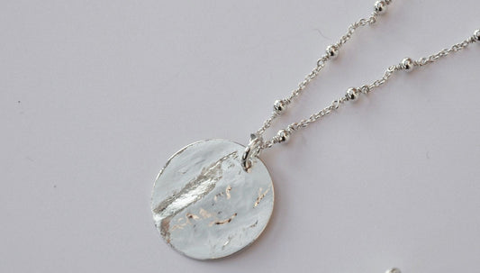 Médaille Martelé, cercle, disque, pastille 20 mm 1 trou plaqué argent