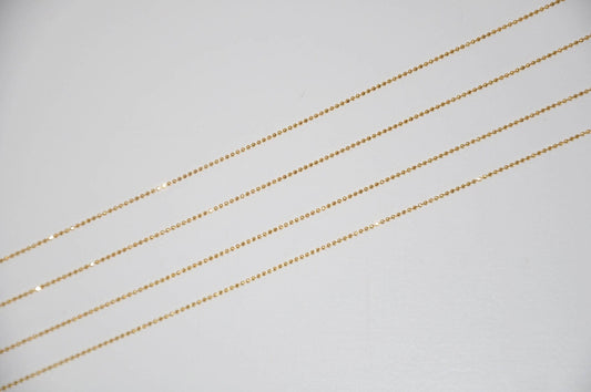 24 K Chaîne billes diamantée, chaînes boules facettes 0,8mm plaqué or 3 microns