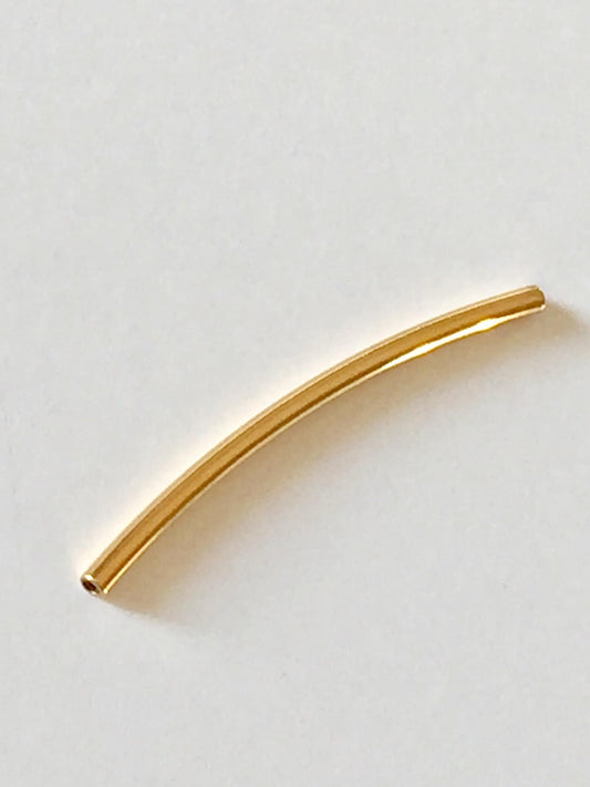 Tube incurvé intercalaire, tube coudé fin 20 mm plaque or 24 carats