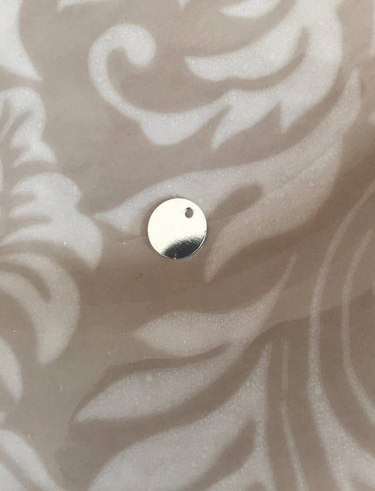 Médaille, cercle, disque, pastille 8 ou 10 mm 1 trou plaqué argent 925 10 microns