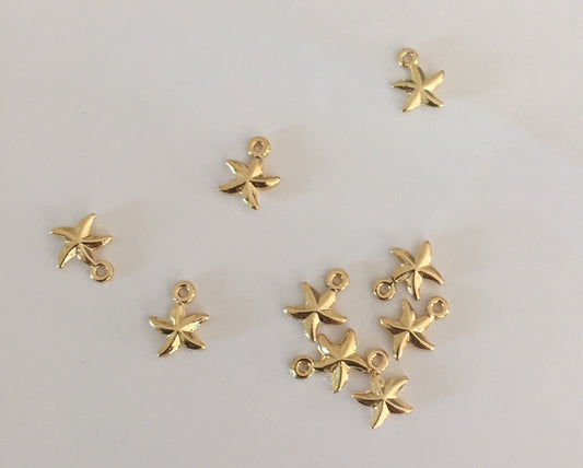 Étoile de mer plaqué or 10mm plaqué or 18 carats, étoile mer plaqué or 18 K