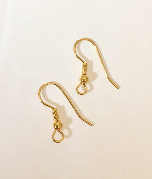 1 Paire de crochets d'oreilles Boule Plaqué Or 22k 20 x 9mm