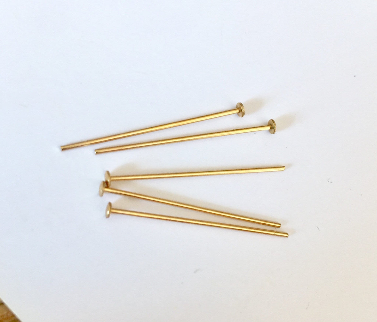 5 Clous tête plate 30mm laiton or fin 24K