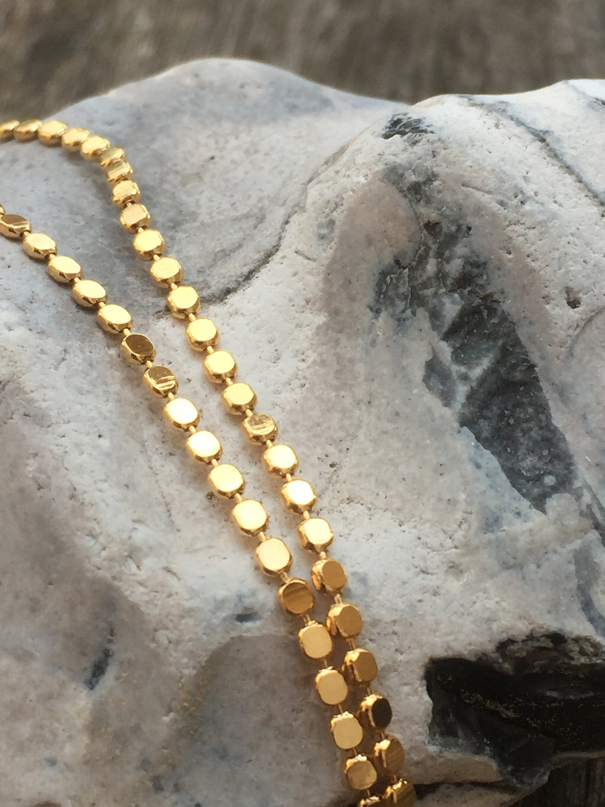 22K Chaîne Pastille - maille carrée plate 2mm plaqué or 100% français
